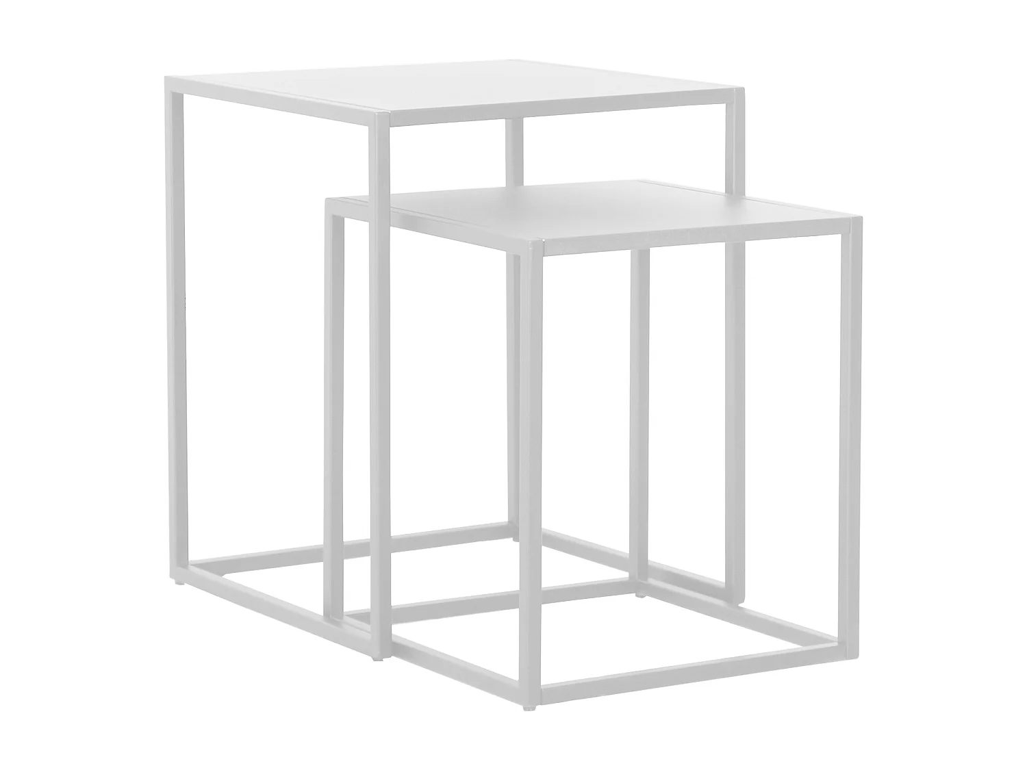 Set de 2 tables gigognes Vejen pour salon acier blanc mat [en.casa]
