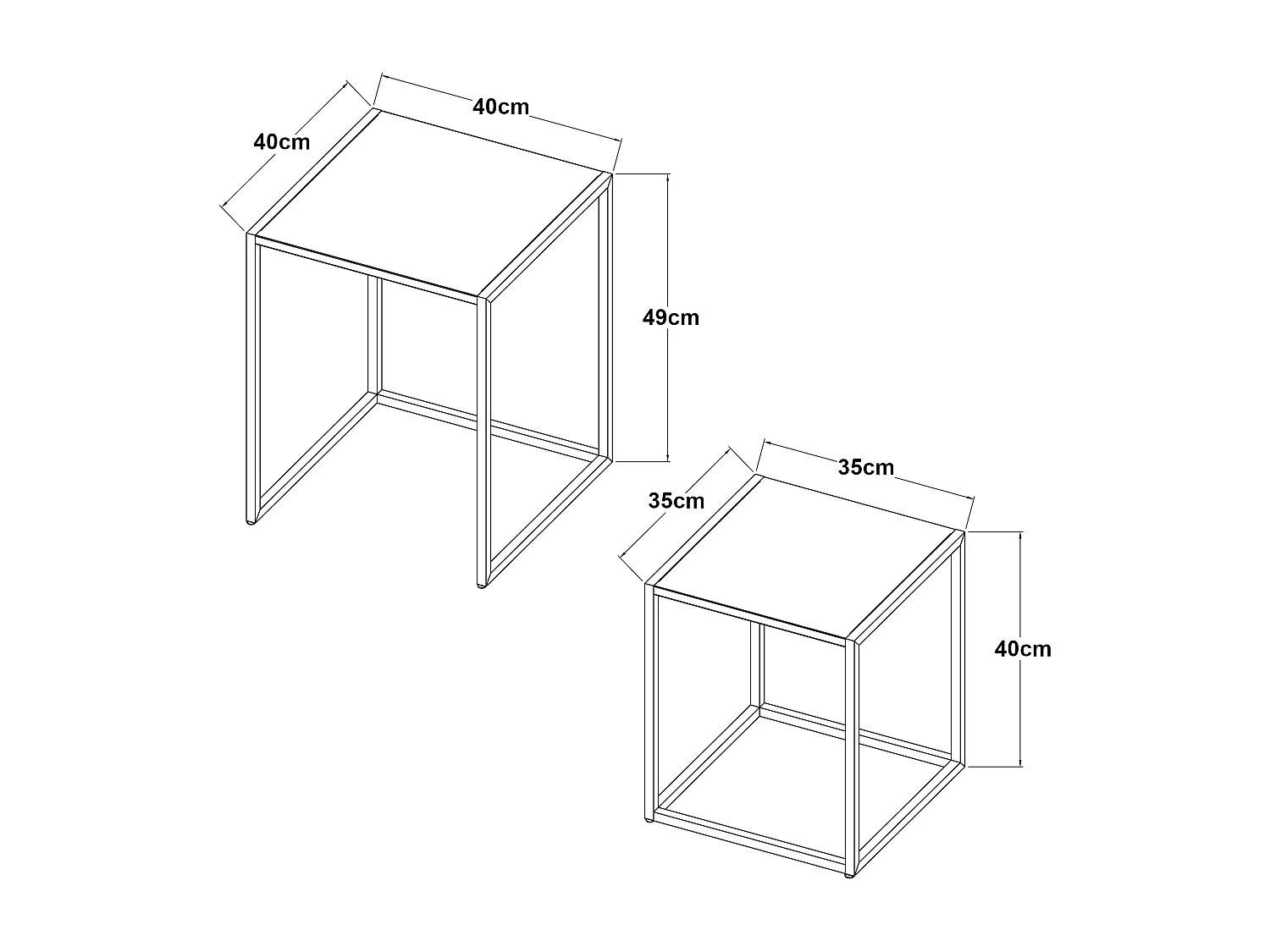 Set de 2 tables gigognes Vejen pour salon acier blanc mat [en.casa]