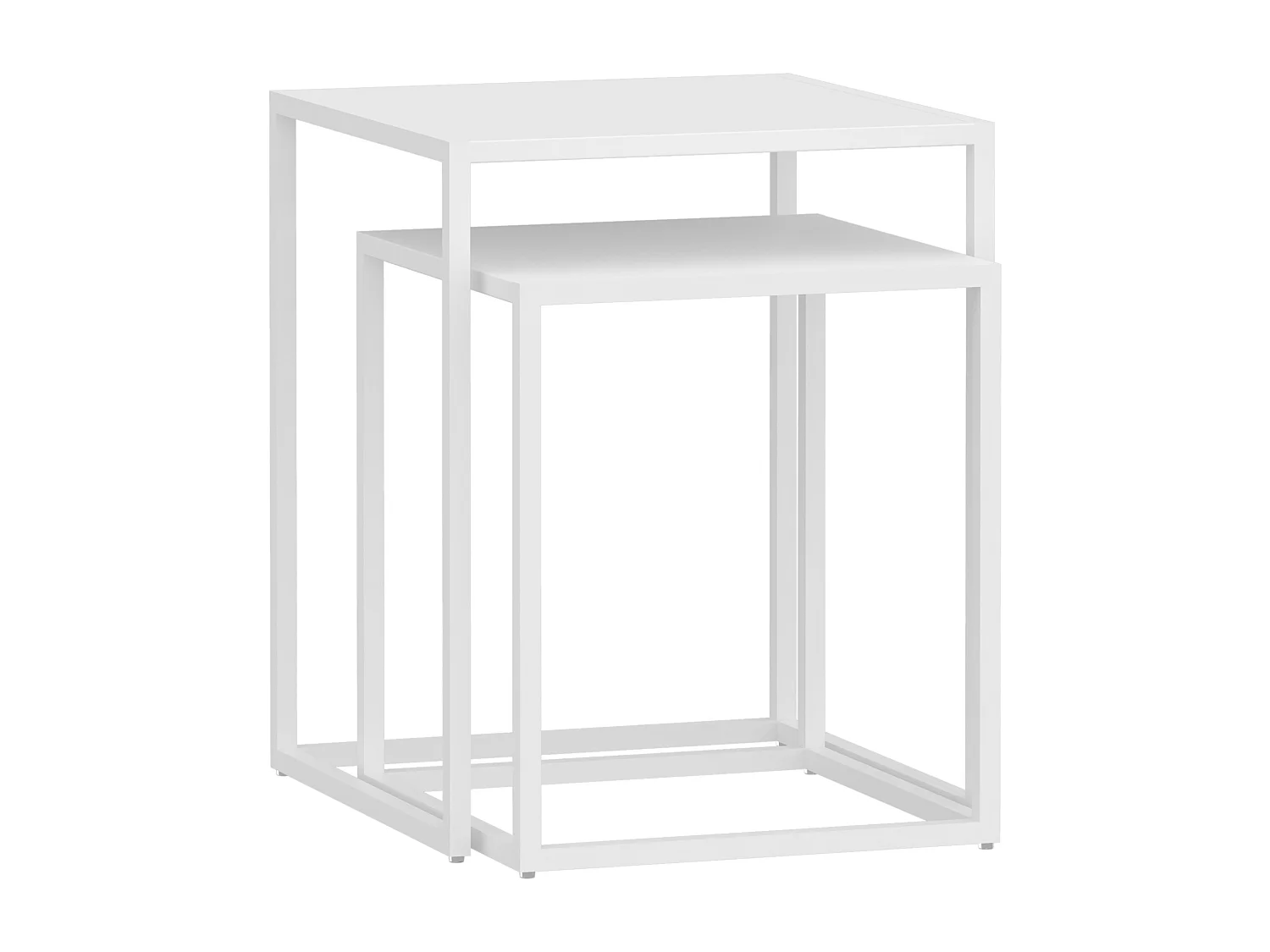 Set de 2 tables gigognes Vejen pour salon acier blanc mat [en.casa]
