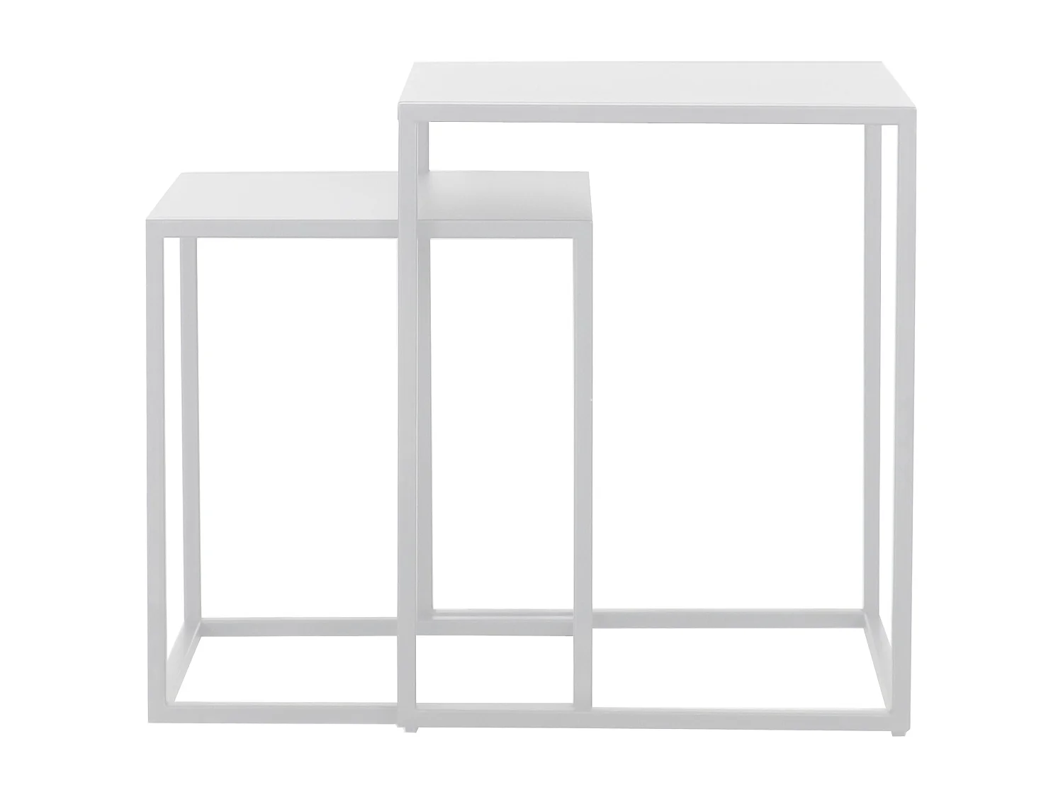 Set de 2 tables gigognes Vejen pour salon acier blanc mat [en.casa]