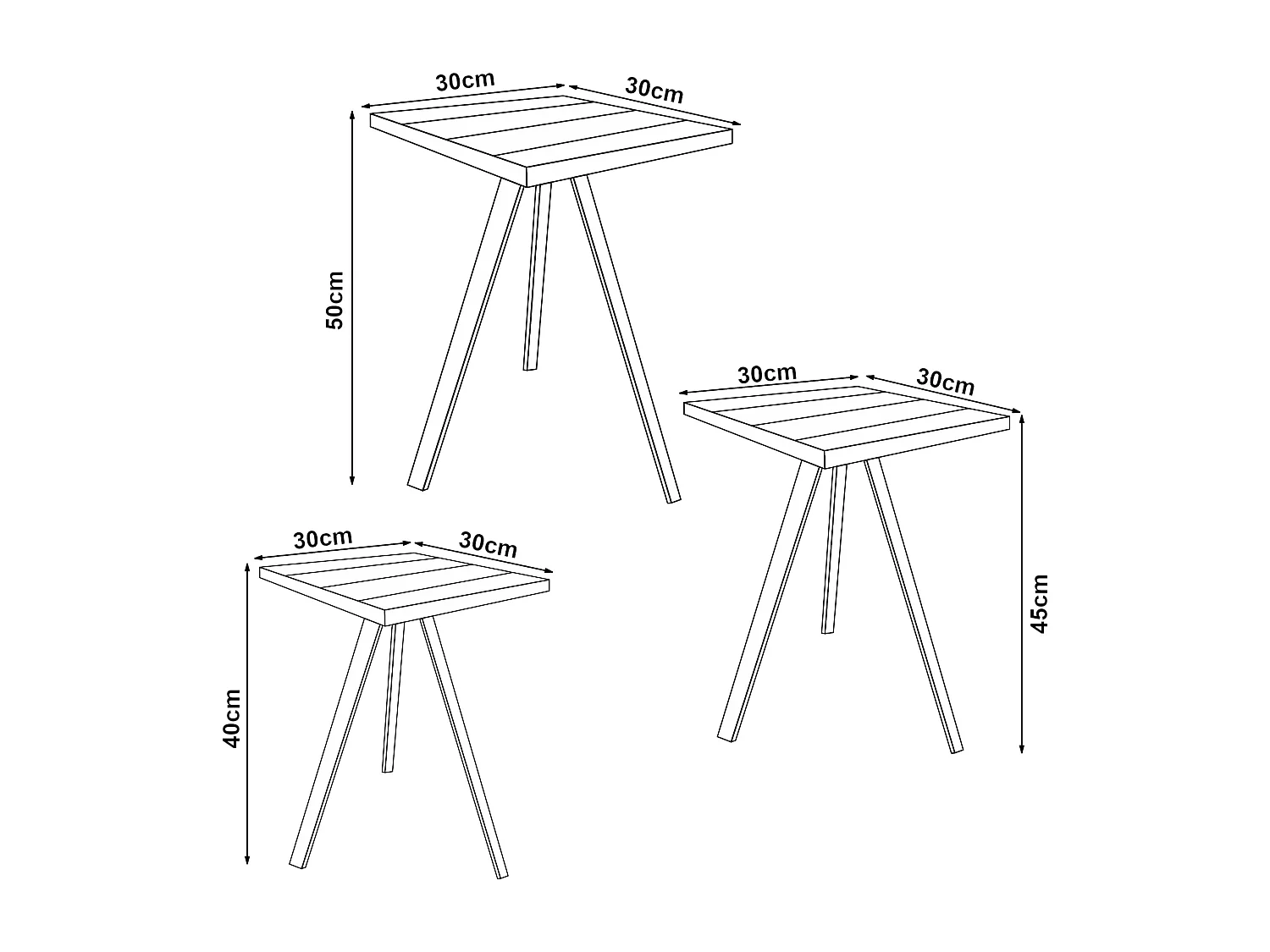 Lot de 3 tables basses gigognes Masku bois de pin 40 - 50 x 30 x 30 cm naturel [en.casa]