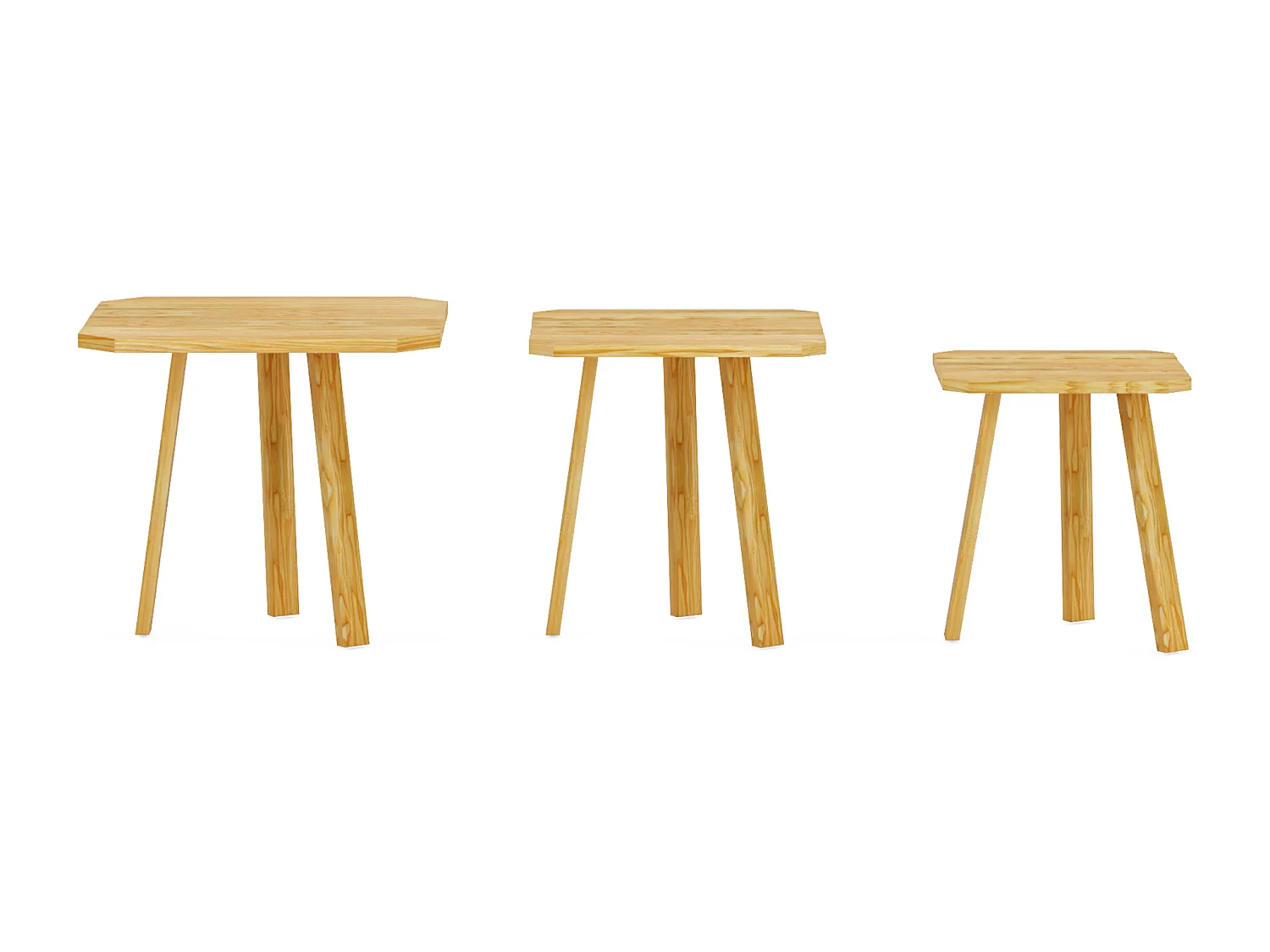 Lot de 3 tables basses gigognes Masku bois de pin 40 - 50 x 30 x 30 cm naturel [en.casa]
