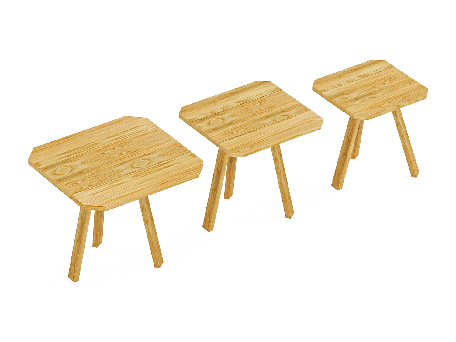 Lot de 3 tables basses gigognes Masku bois de pin 40 - 50 x 30 x 30 cm naturel [en.casa]