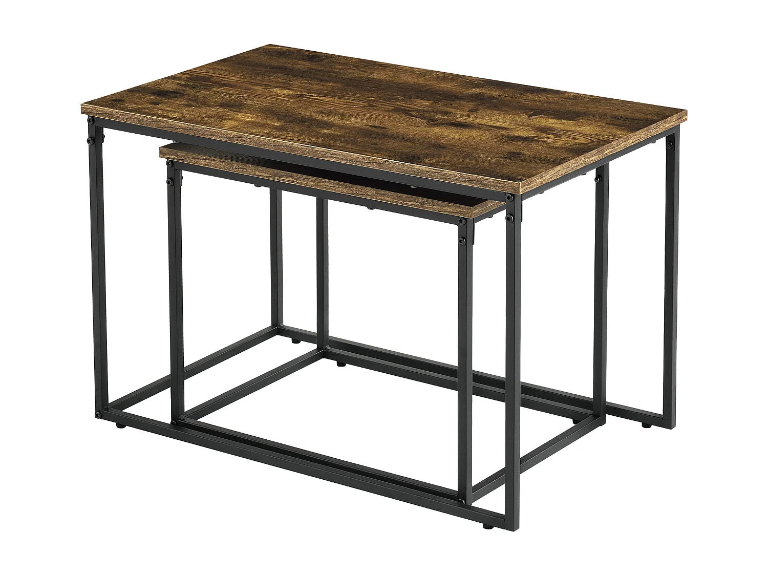 Set de 2 tables basses gigognes Härnösand effet bois foncé [en.casa]