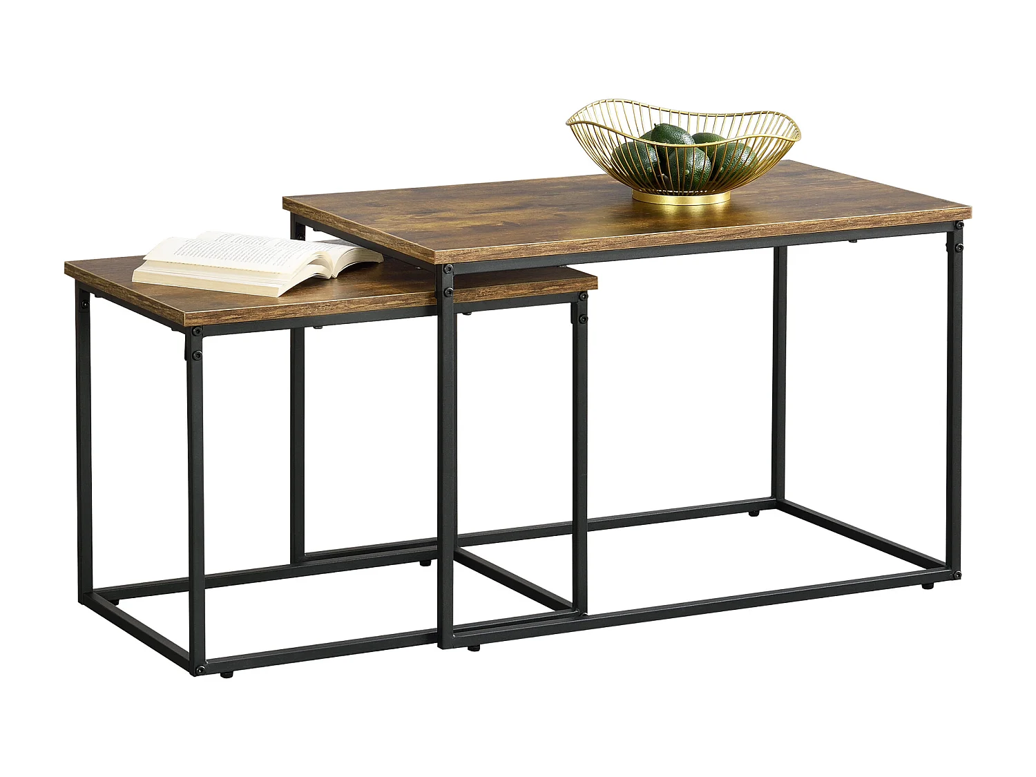 Set de 2 tables basses gigognes Härnösand effet bois foncé [en.casa]