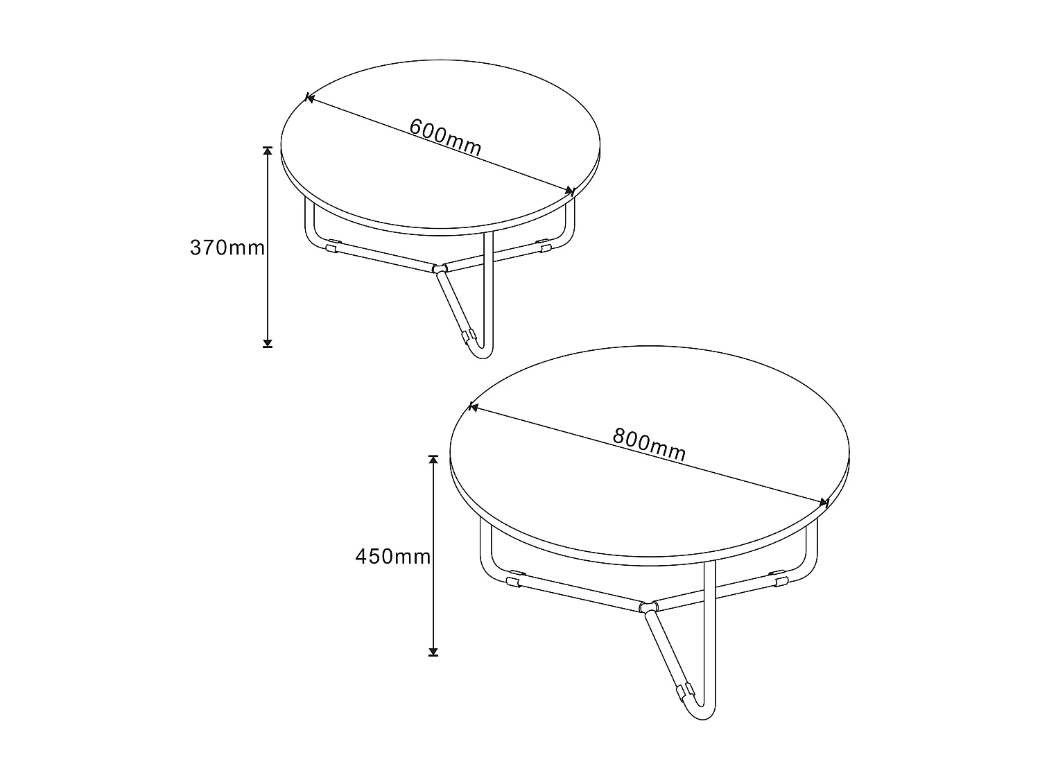 Set de 2 tables basses gigognes Poxdorf effet marbre noir [en.casa]