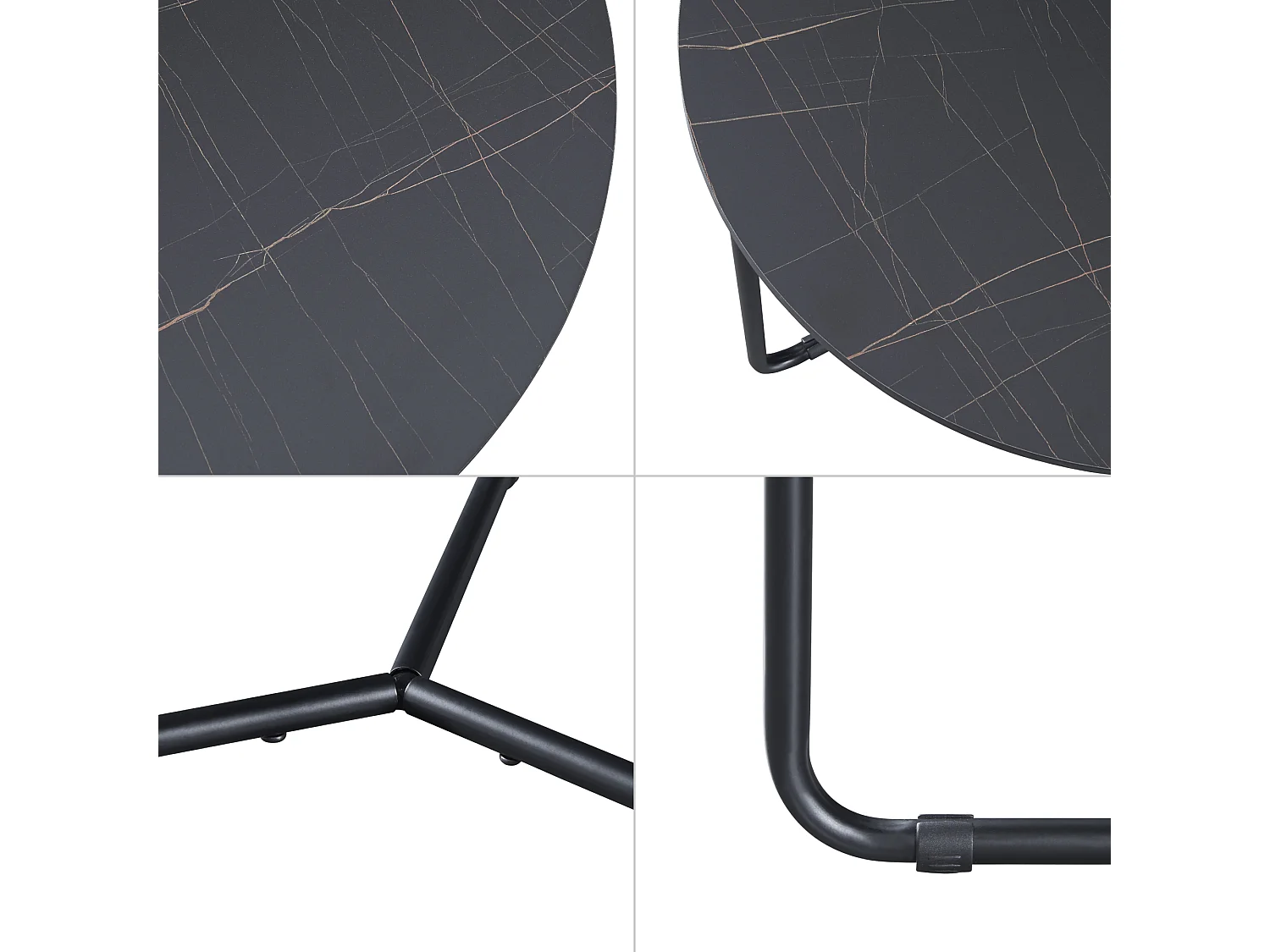 Set de 2 tables basses gigognes Poxdorf effet marbre noir [en.casa]