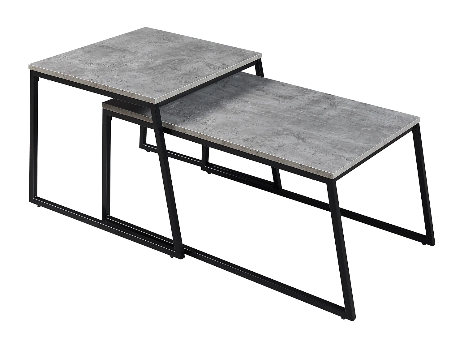 Lot de 2 tables basses gigognes Hyllestad noir effet béton [en.casa]