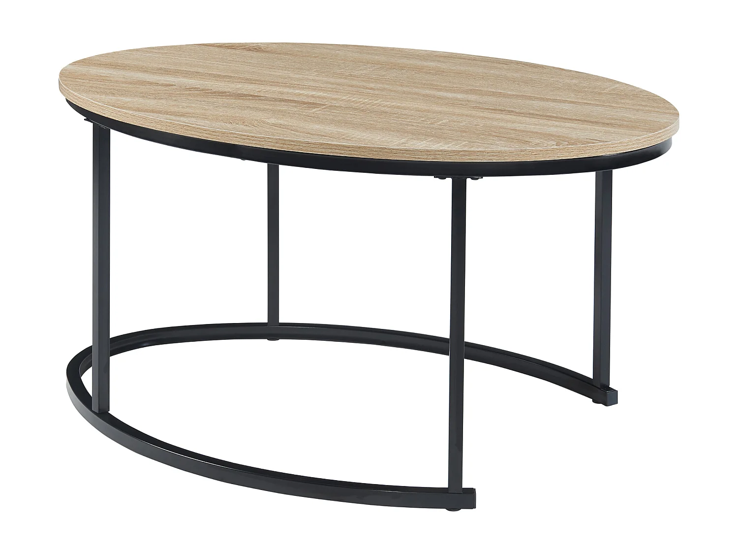 Lot de 2 tables basses gigognes Niederlande de tailles différentes noir effet chêne [en.casa]