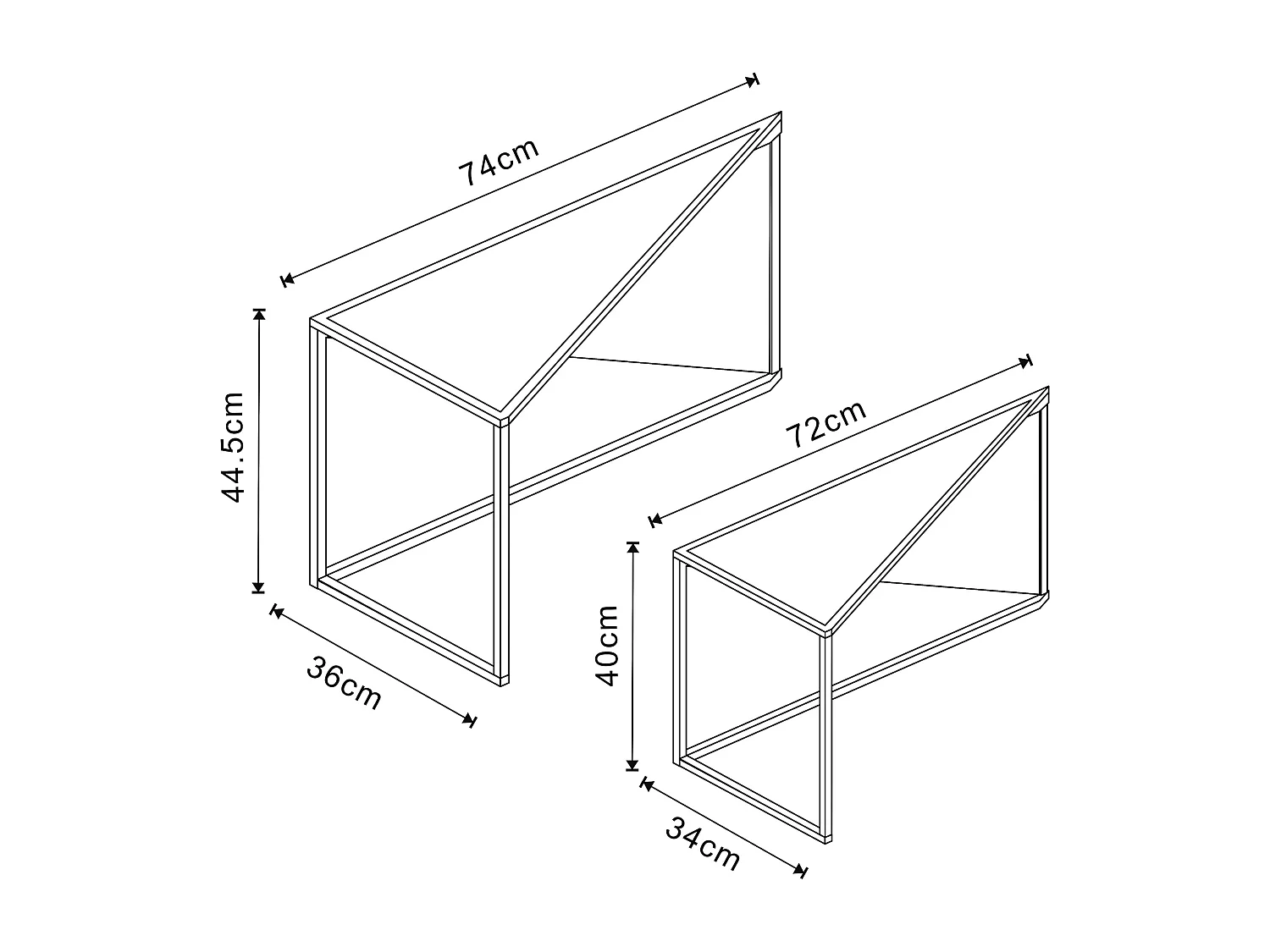 Set de 2 tables basses gigognes Kungsör de tailles différentes métal noir [en.casa]