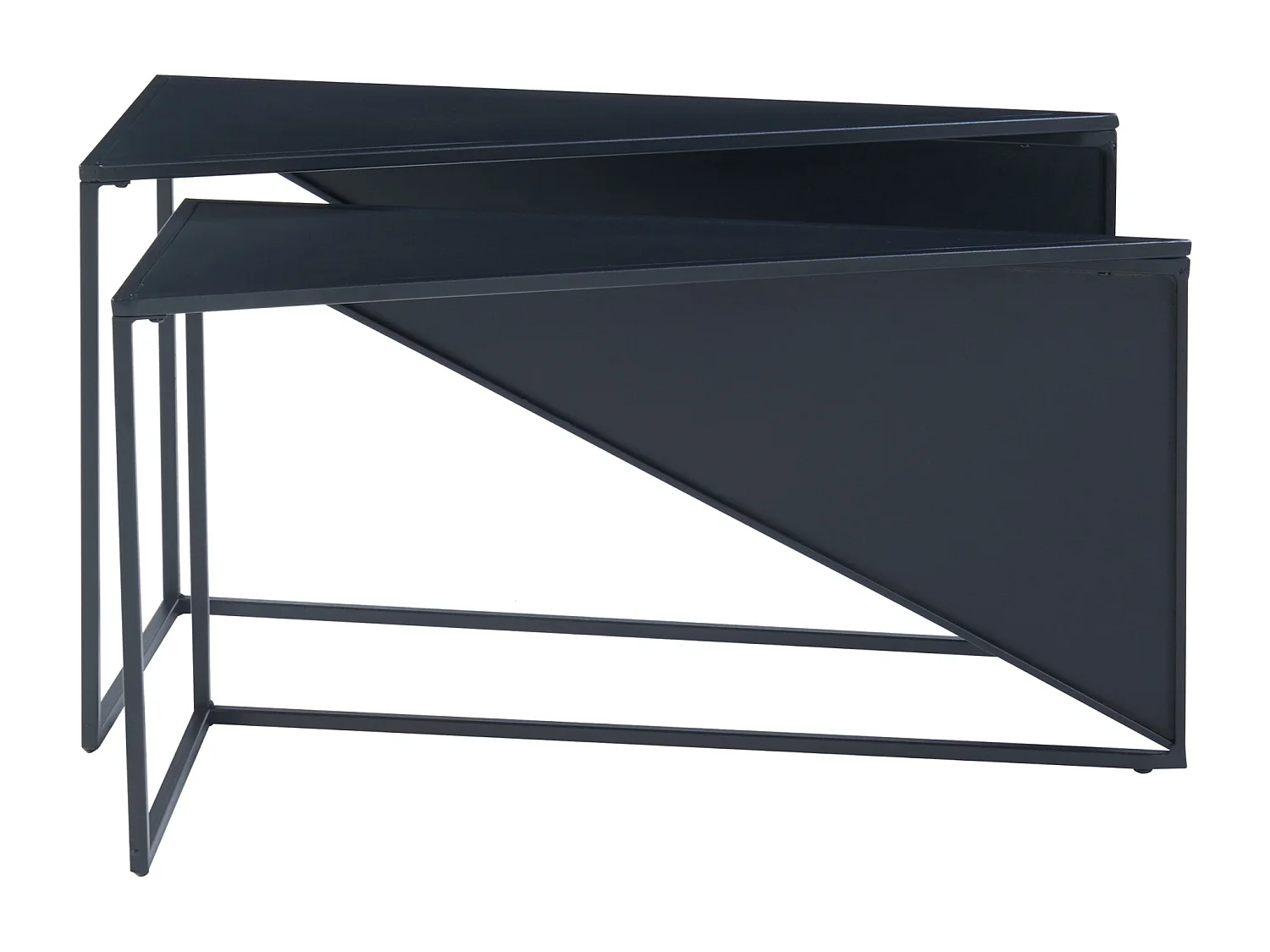 Set de 2 tables basses gigognes Kungsör de tailles différentes métal noir [en.casa]
