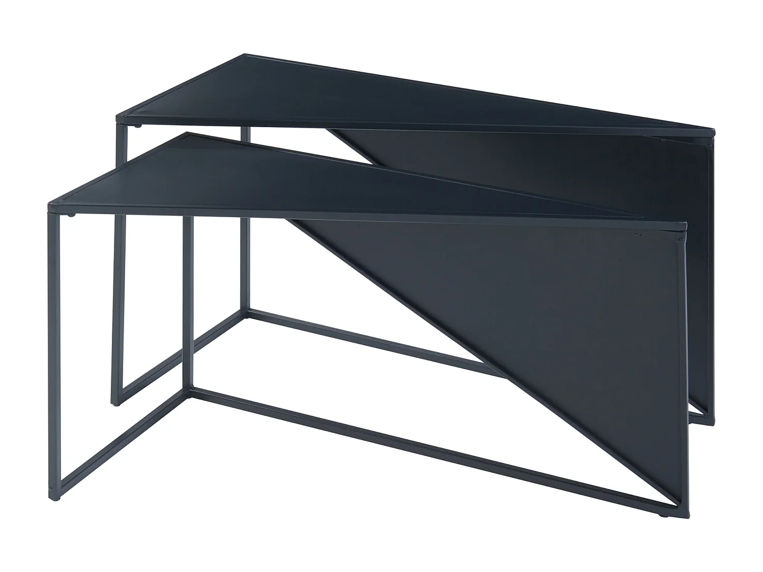 Set de 2 tables basses gigognes Kungsör de tailles différentes métal noir [en.casa]