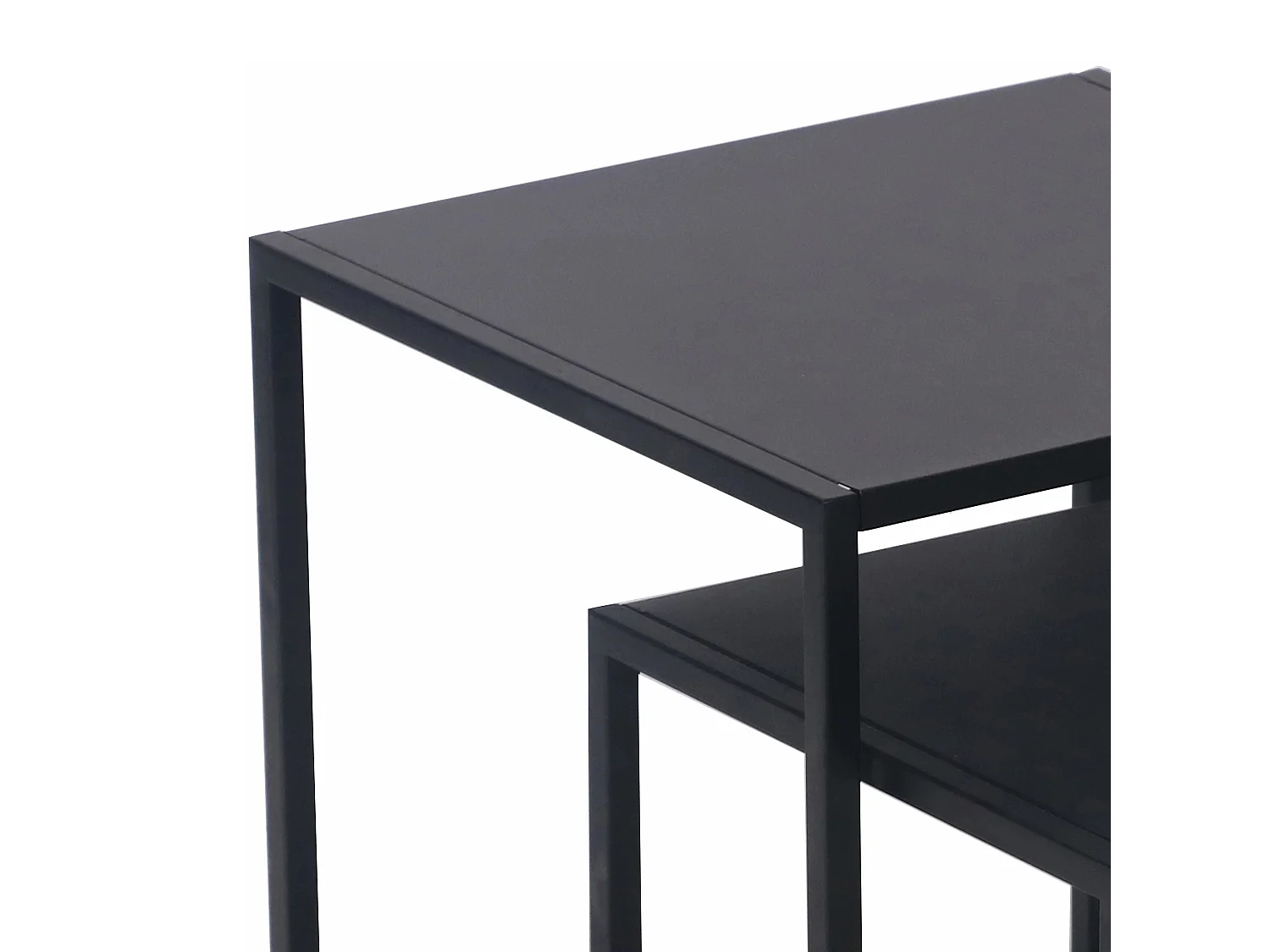 Set de 2 tables gigognes Vejen pour salon acier noir mat [en.casa]