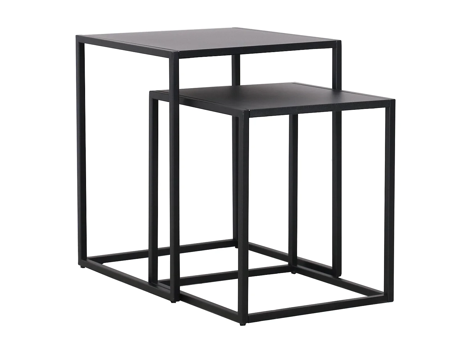 Set de 2 tables gigognes Vejen pour salon acier noir mat [en.casa]