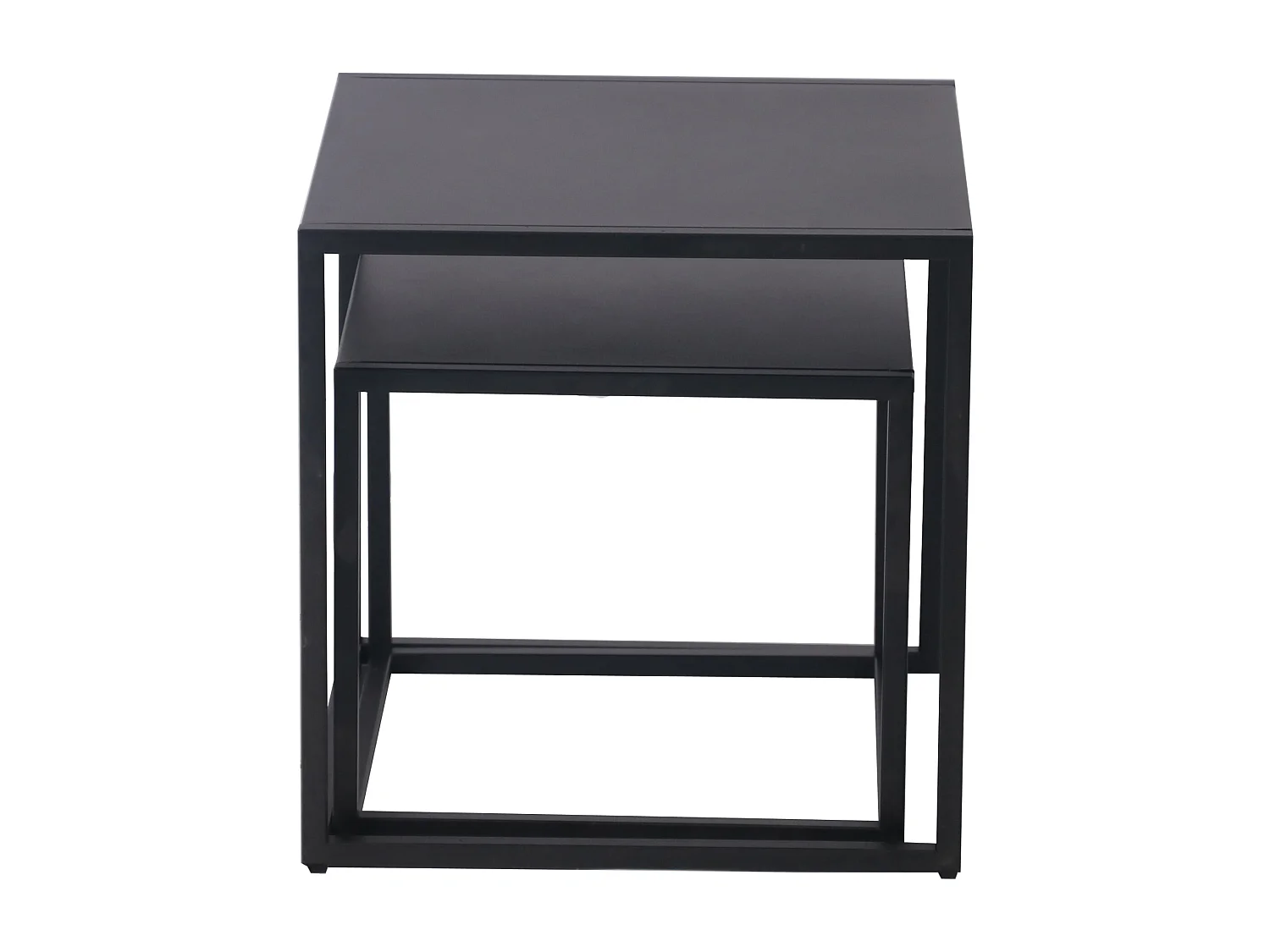 Set de 2 tables gigognes Vejen pour salon acier noir mat [en.casa]