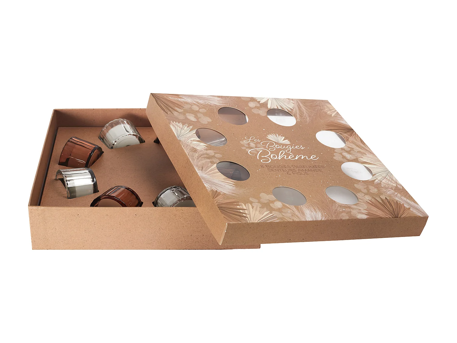 Bougie Parfumee X8 Coffret Pampa Marron