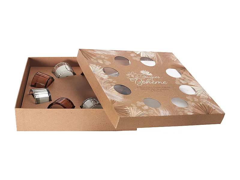 Bougie Parfumee X8 Coffret Pampa Marron