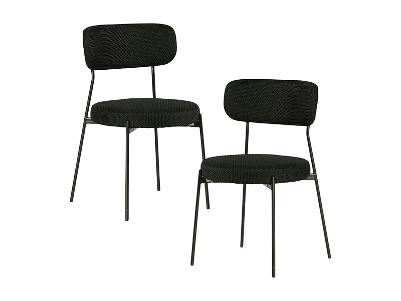 Chaise en tissu résille matelassée noir (lot de 2) IENA