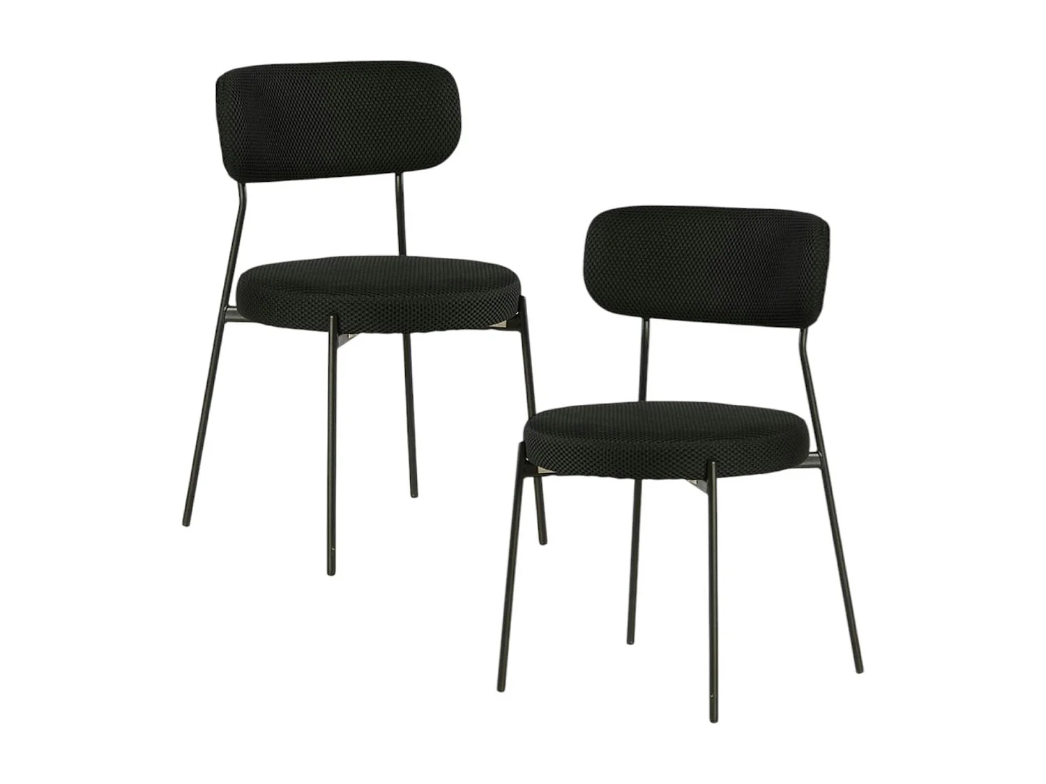 Chaise en tissu résille matelassée noir (lot de 2) IENA