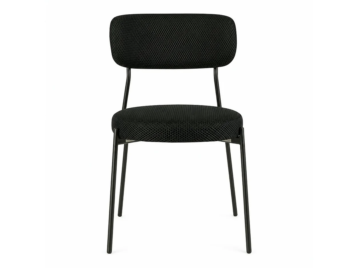 Chaise en tissu résille matelassée noir (lot de 2) IENA