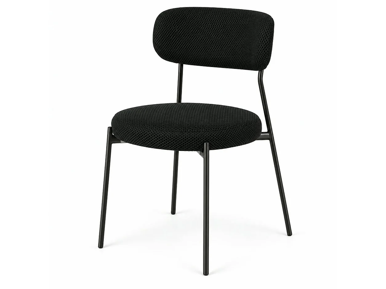 Chaise en tissu résille matelassée noir (lot de 2) IENA
