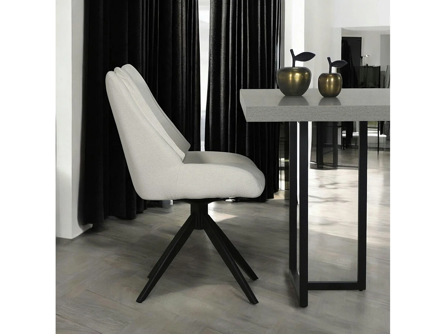 Chaise blanche pivotante en velours texturé (lot de 2) IENA