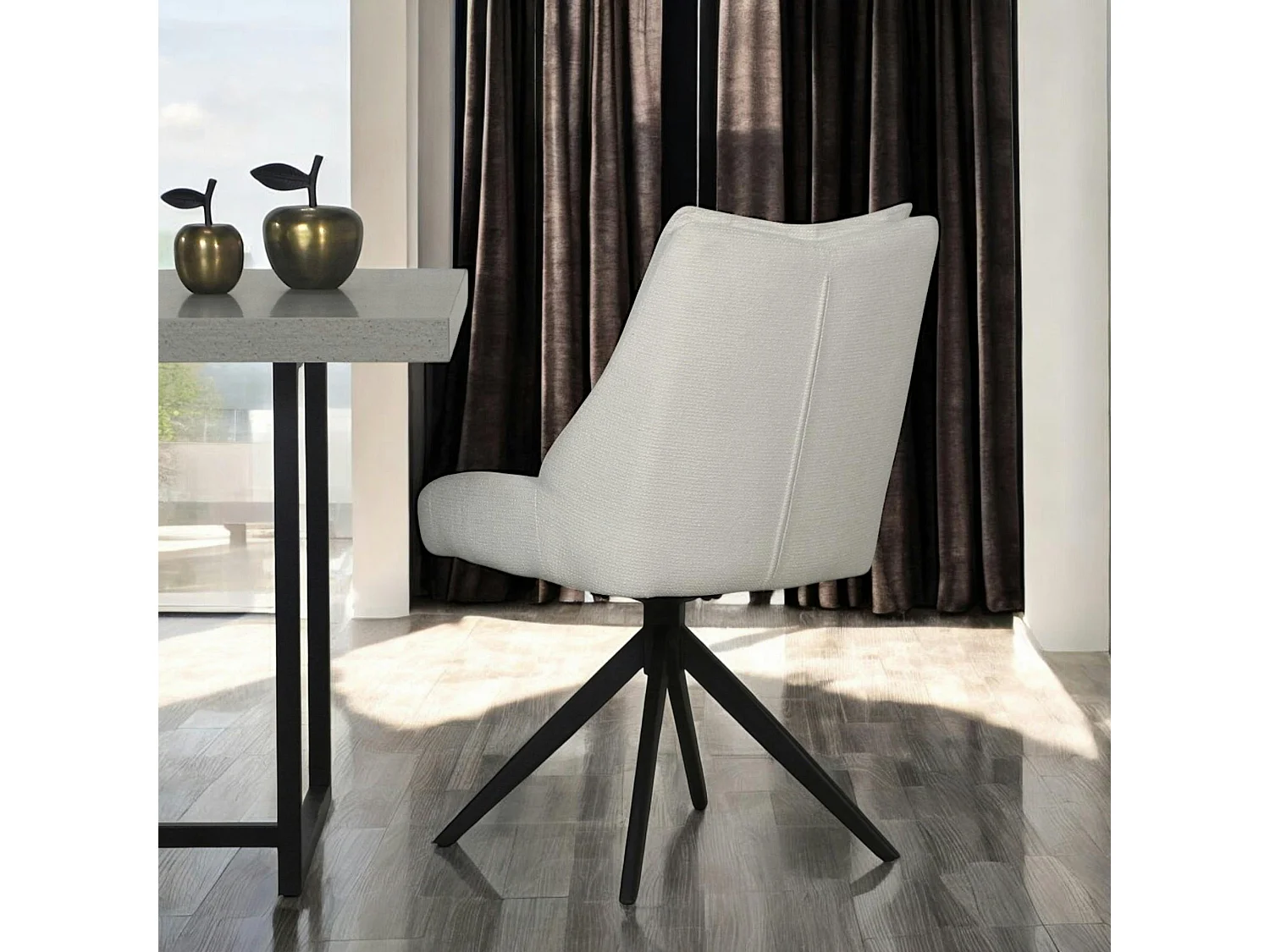 Chaise blanche pivotante en velours texturé (lot de 2) IENA