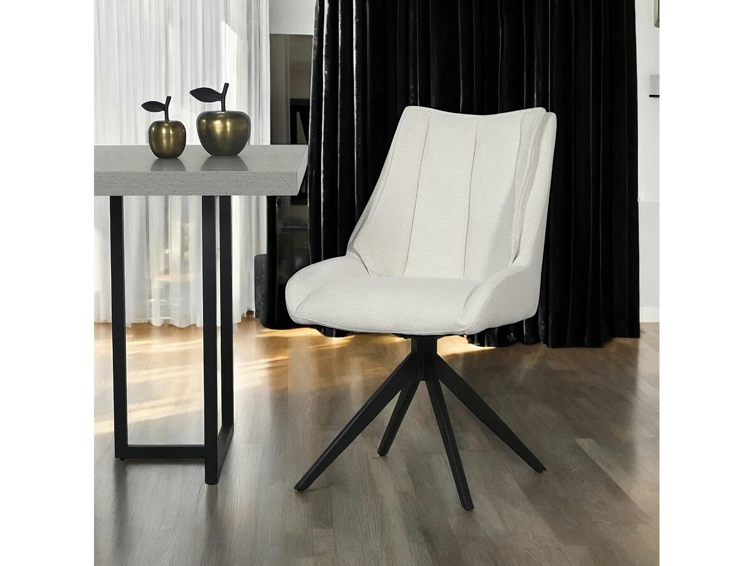 Chaise blanche pivotante en velours texturé (lot de 2) IENA