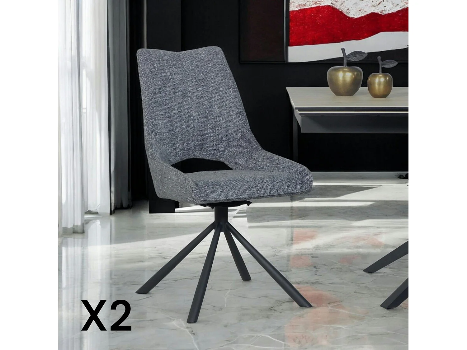 Chaise contemporaine pivotante anthracite (lot de 2) LIGURIE