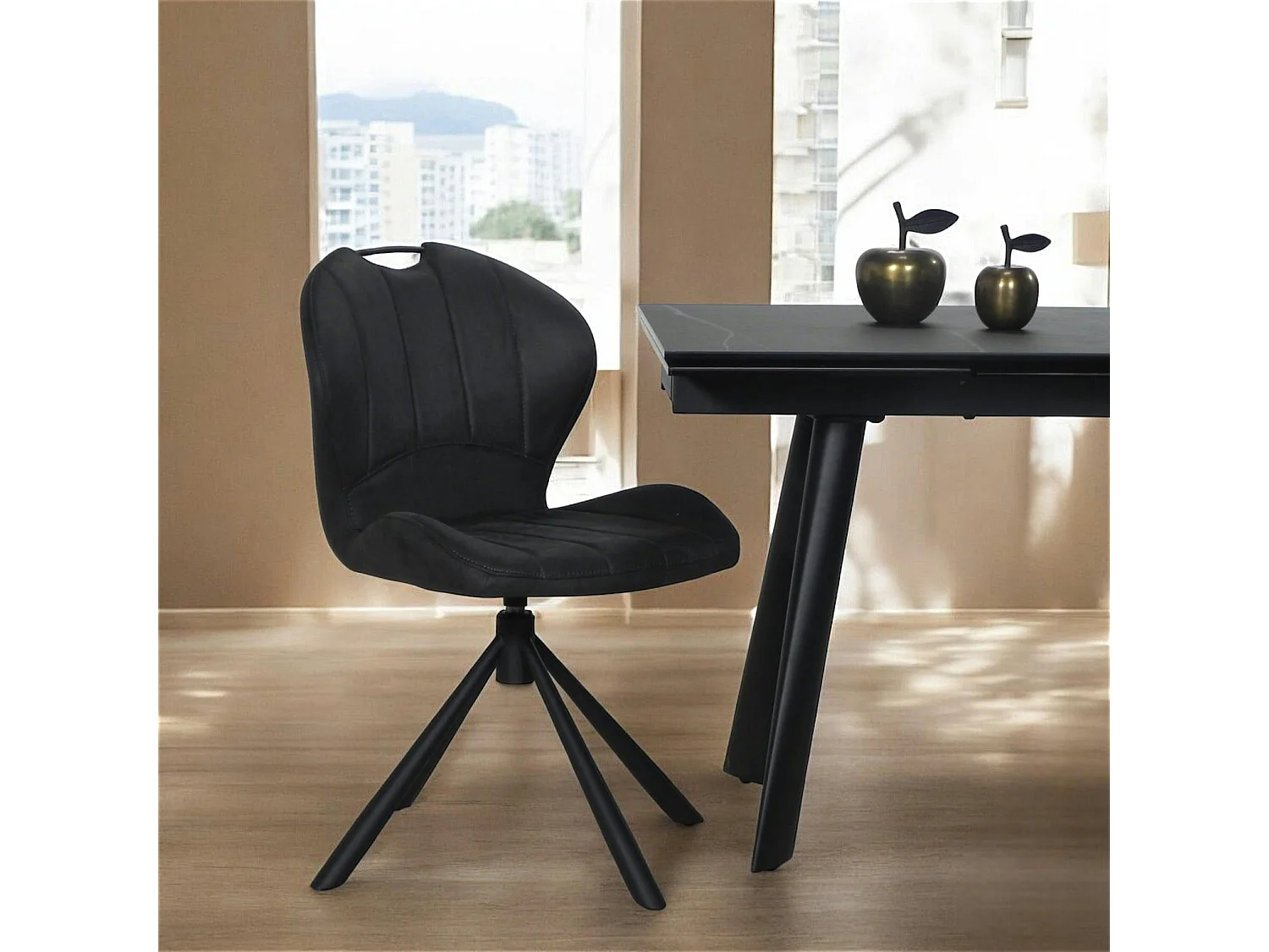 Chaise pivotante anthracite avec dossier courbe, (lot de 2) LOMBARDIE