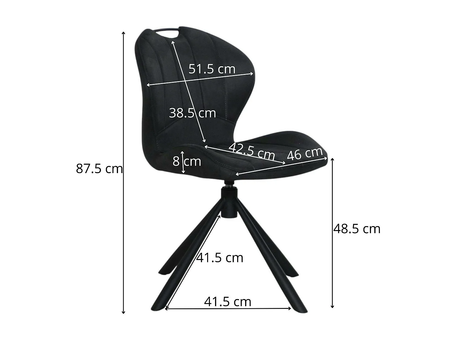 Chaise pivotante anthracite avec dossier courbe, (lot de 2) LOMBARDIE