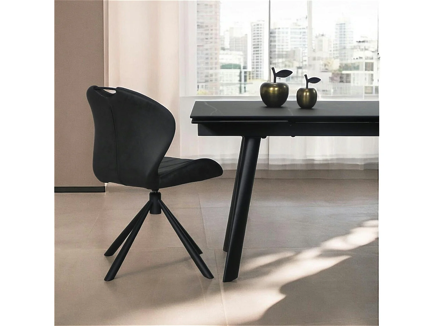 Chaise pivotante anthracite avec dossier courbe, (lot de 2) LOMBARDIE