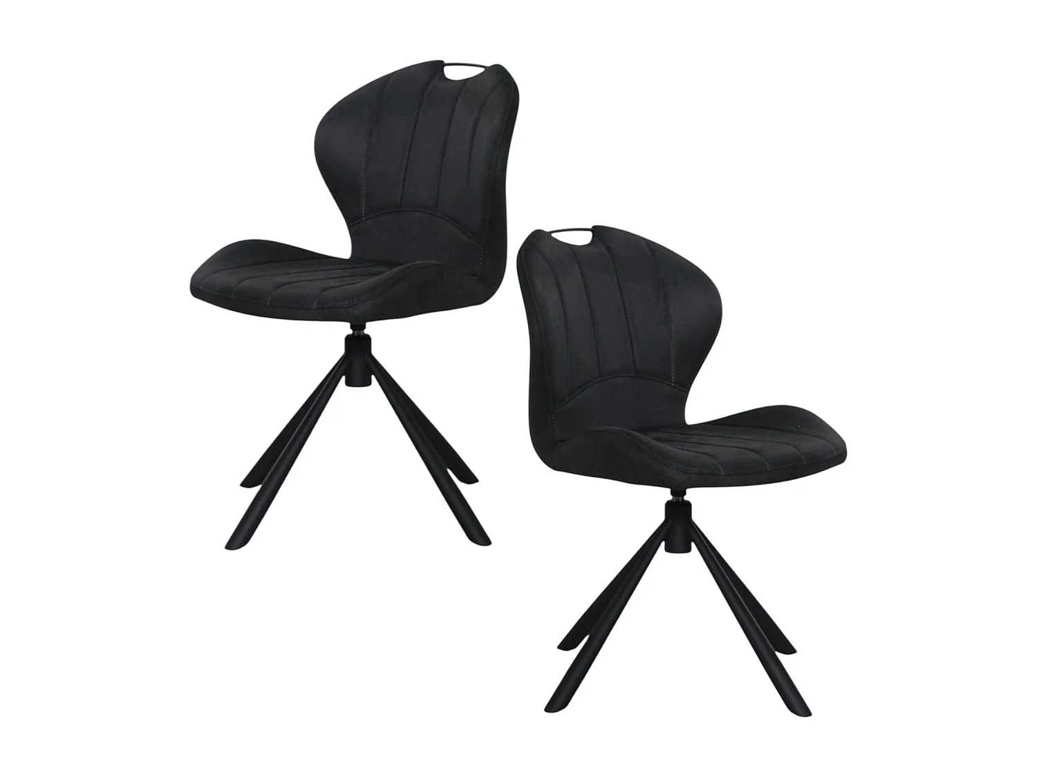 Chaise pivotante anthracite avec dossier courbe, (lot de 2) LOMBARDIE