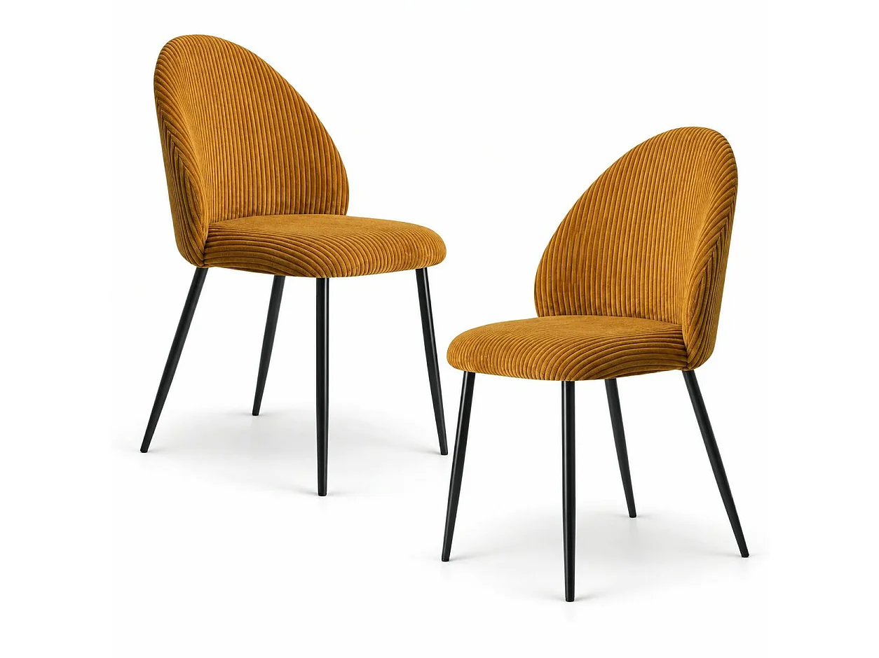 Chaise en tissu côtelé moutarde (lot de 2) IENA