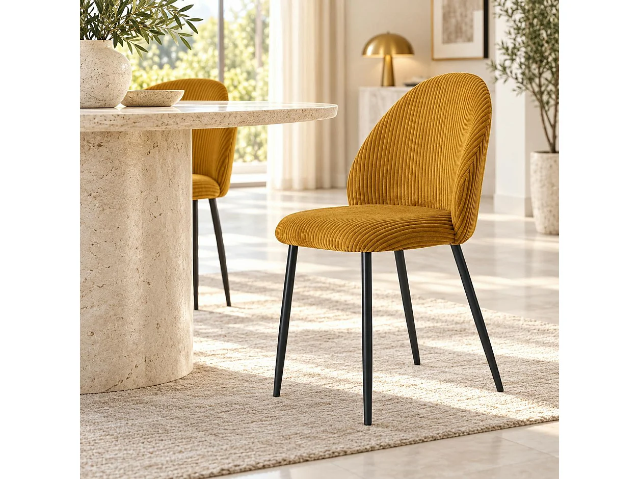 Chaise en tissu côtelé moutarde (lot de 2) IENA