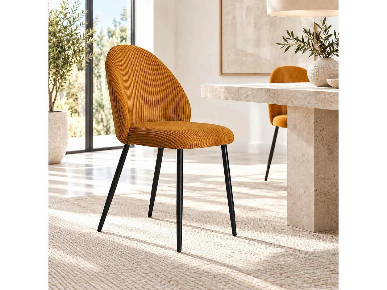 Chaise en tissu côtelé moutarde (lot de 2) IENA