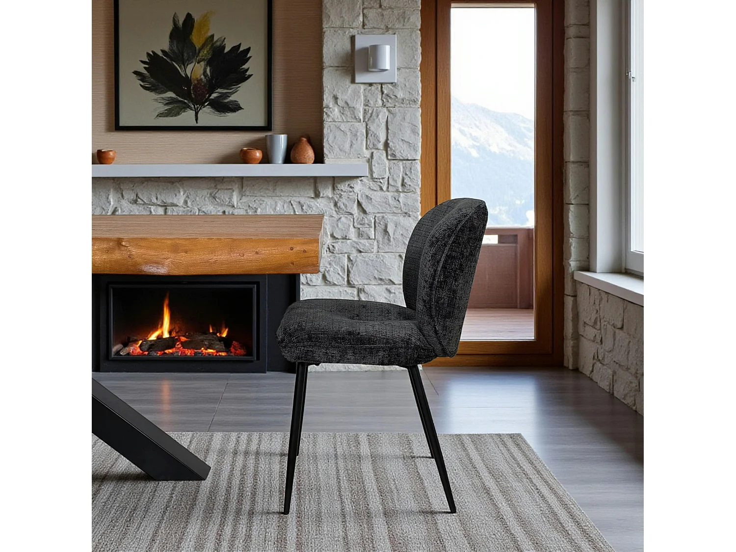 Chaise cosy en tissu noir (lot de 2) IENA