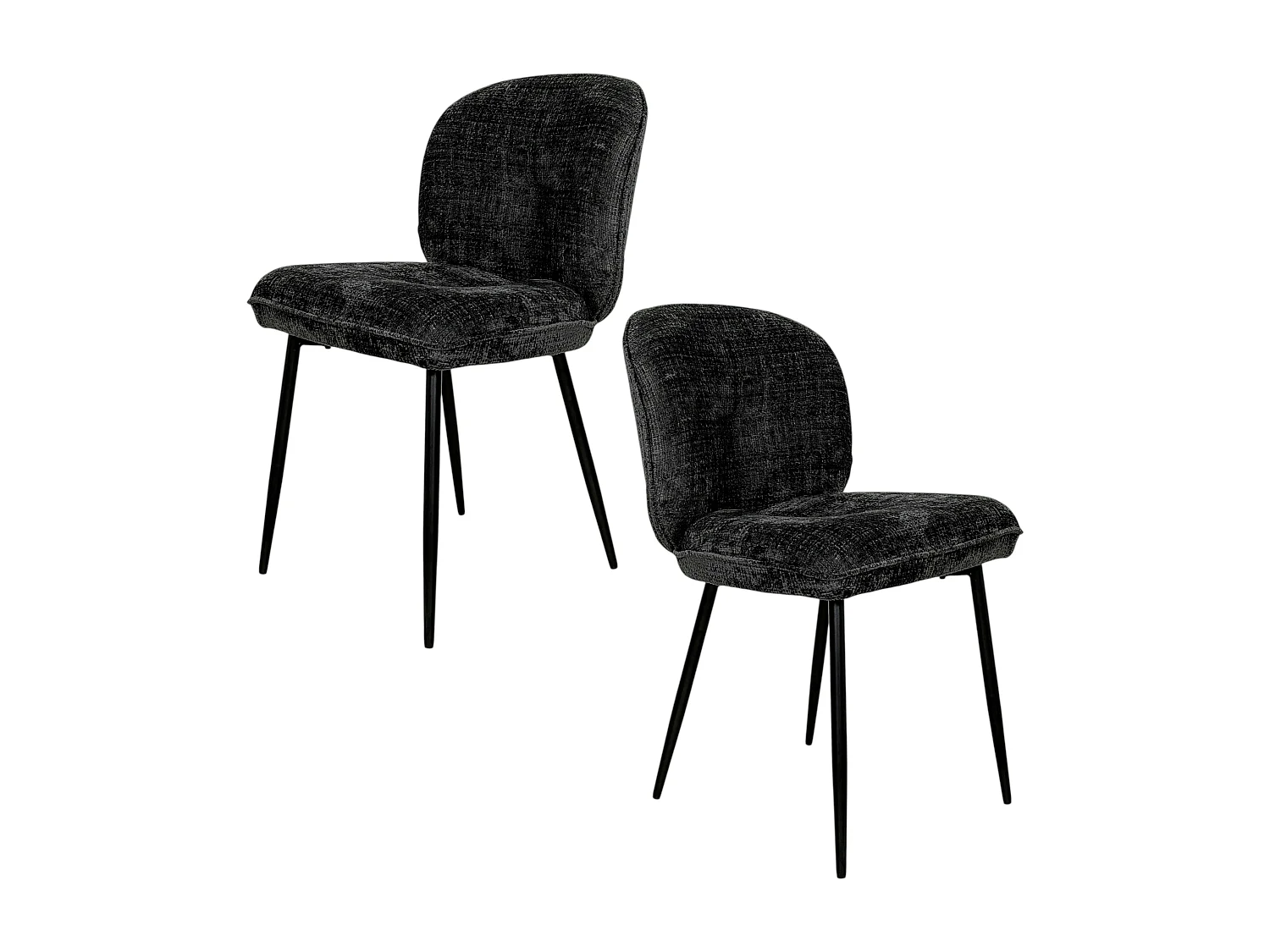 Chaise cosy en tissu noir (lot de 2) IENA