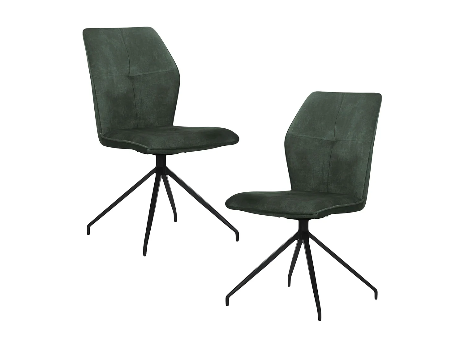 Chaise pivotante vert en velours patiné avec poignée (lot de 2) LOMBARDIE