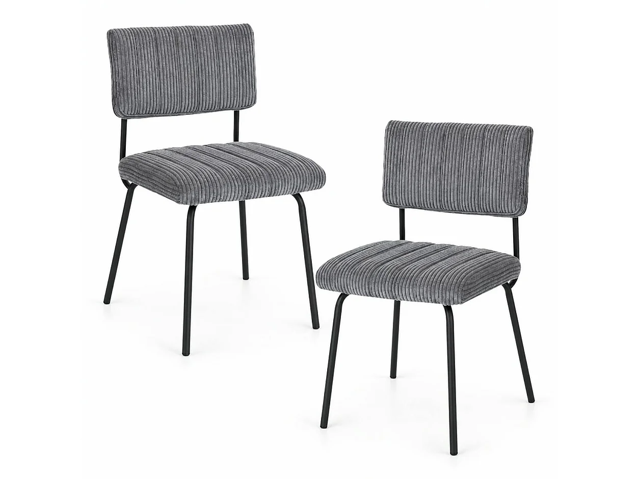 Chaise velours grosses côtes gris (lot de 2) IENA