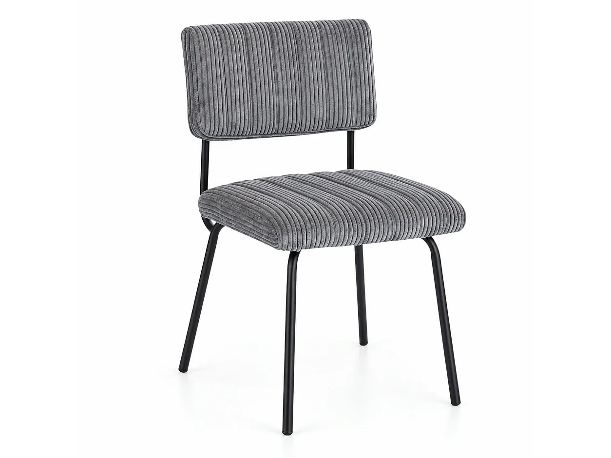 Chaise velours grosses côtes gris (lot de 2) IENA