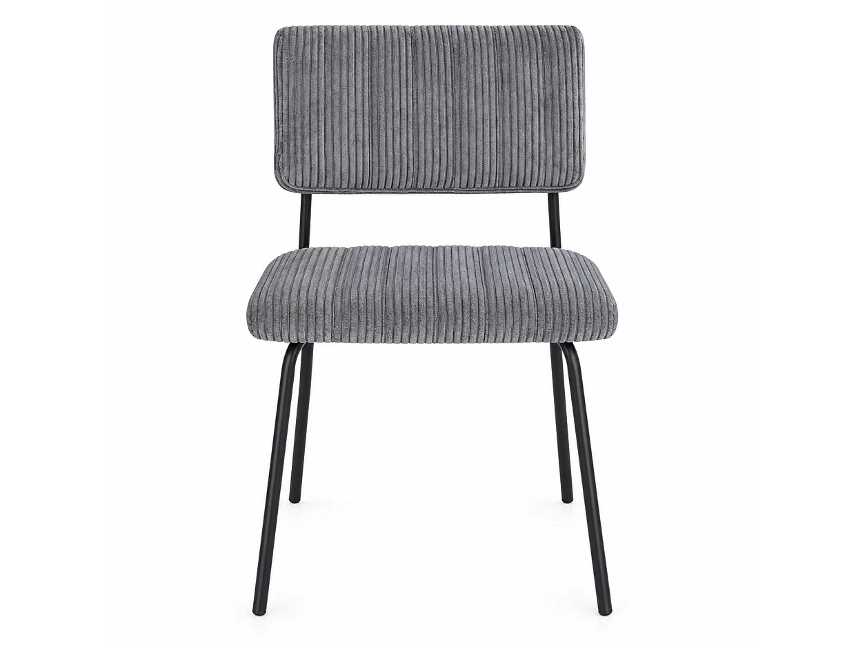 Chaise velours grosses côtes gris (lot de 2) IENA