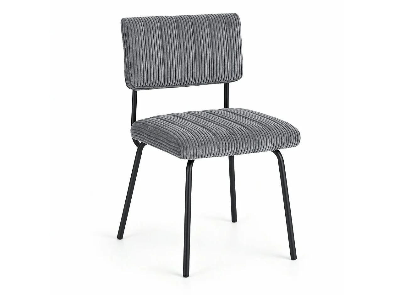 Chaise velours grosses côtes gris (lot de 2) IENA