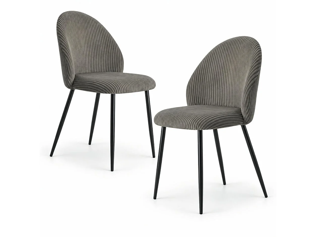 Chaise en tissu côtelé gris (lot de 2) IENA