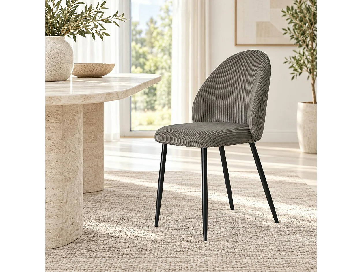 Chaise en tissu côtelé gris (lot de 2) IENA
