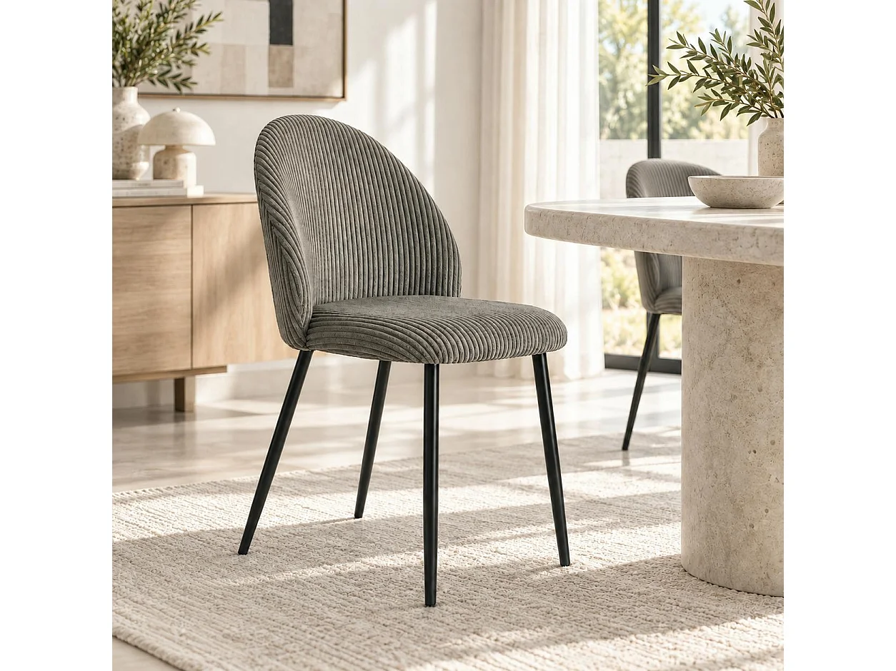 Chaise en tissu côtelé gris (lot de 2) IENA