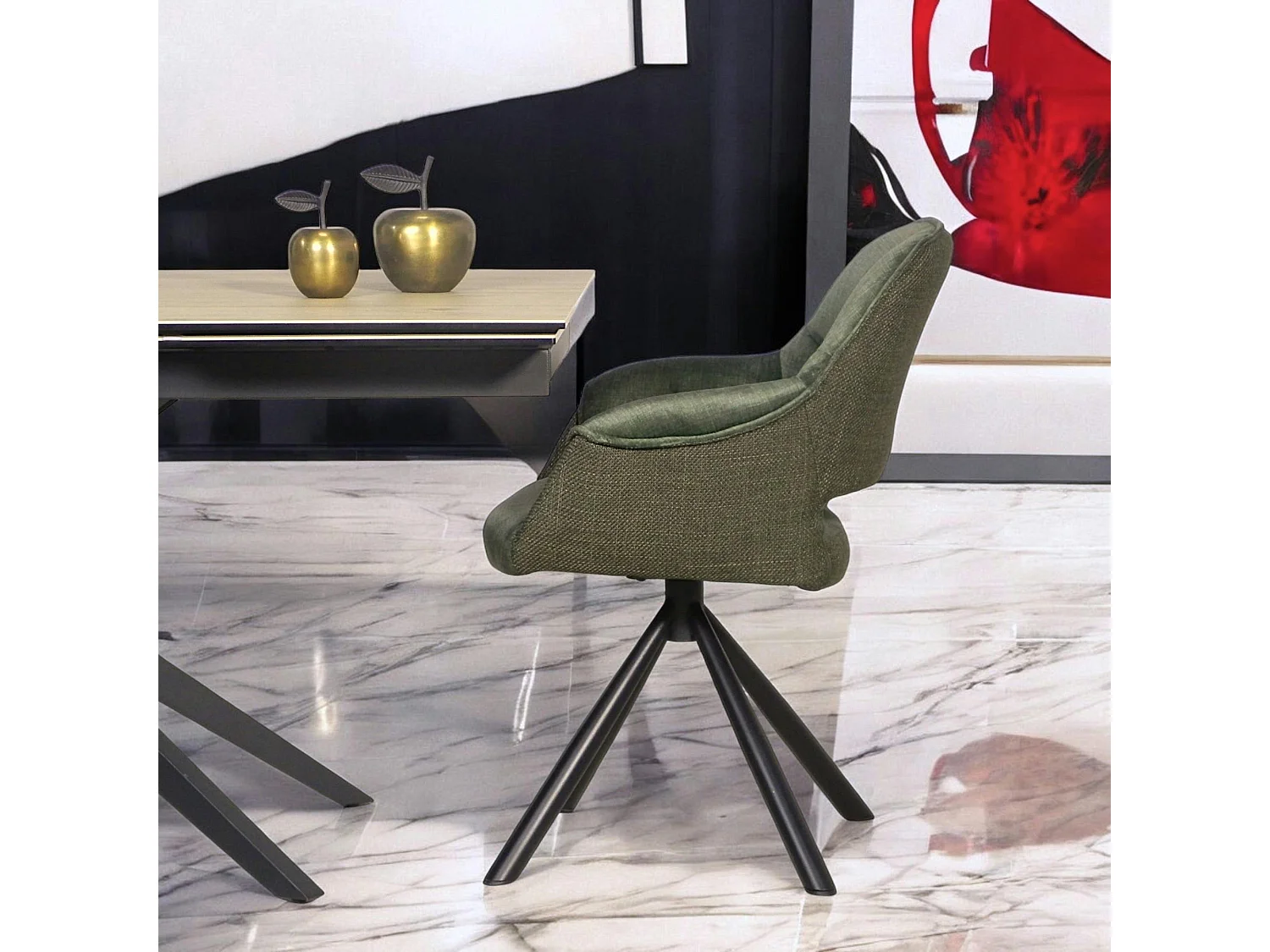 Fauteuil pivotant bi-matière, couleur verte (lot de 2) IENA