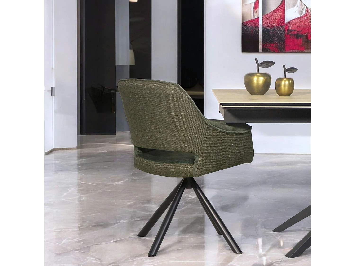 Fauteuil pivotant bi-matière, couleur verte (lot de 2) IENA