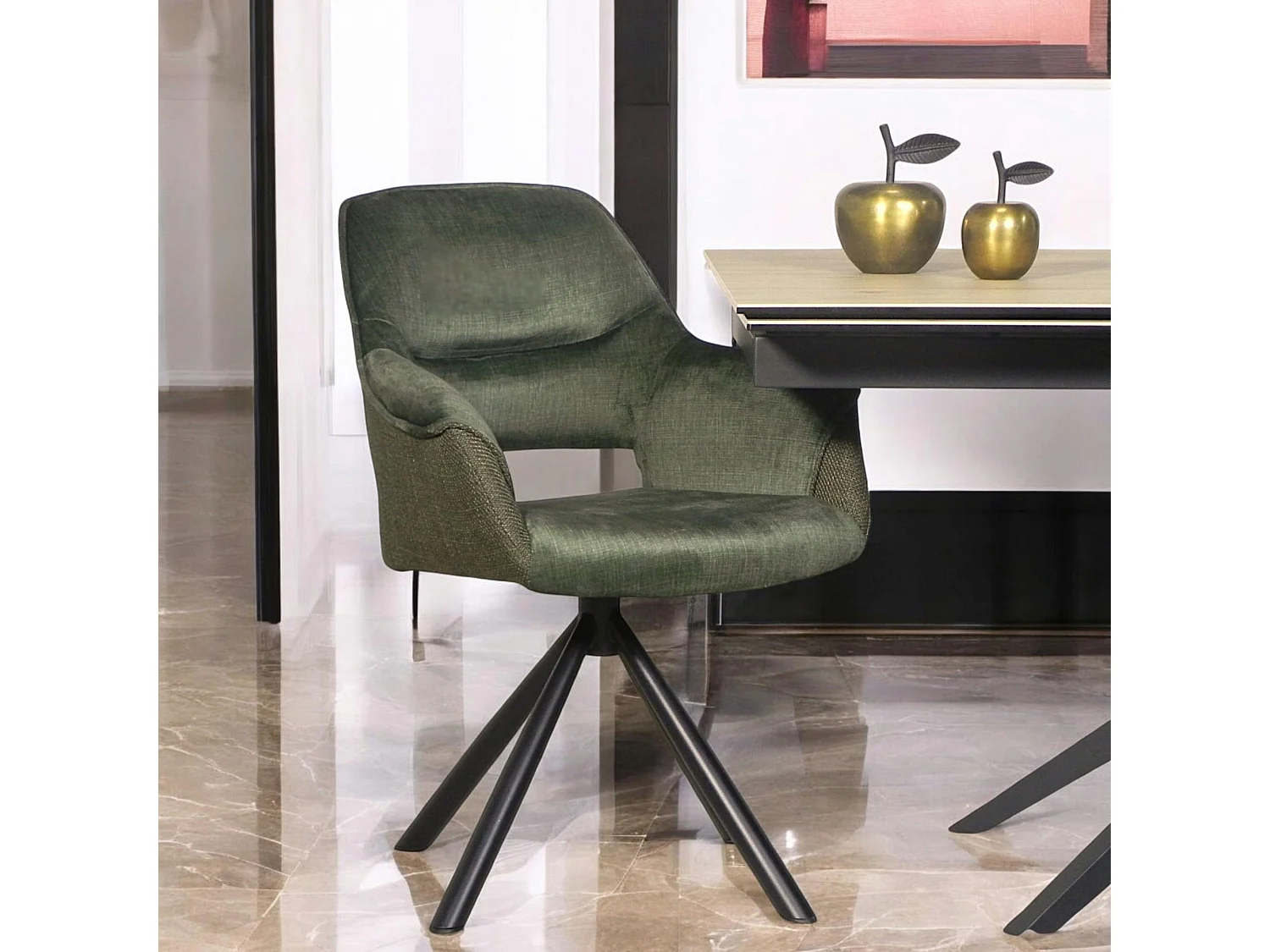 Fauteuil pivotant bi-matière, couleur verte (lot de 2) IENA