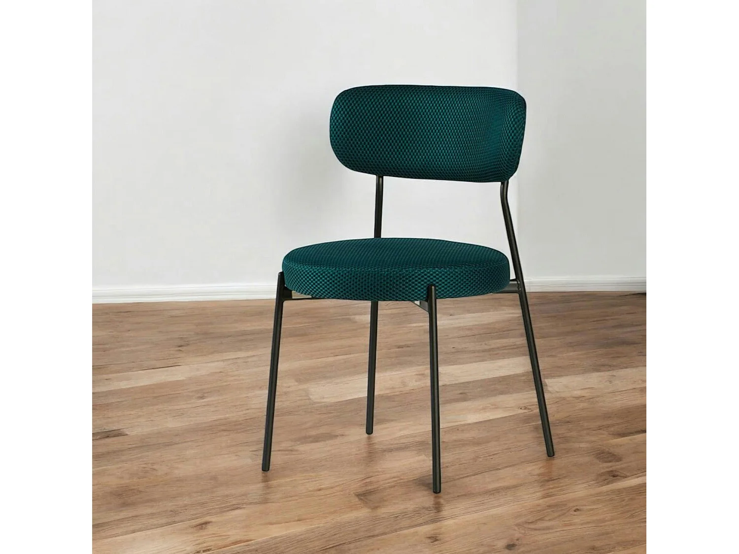 Chaise en tissu résille matelassée bleu (lot de 2) IENA